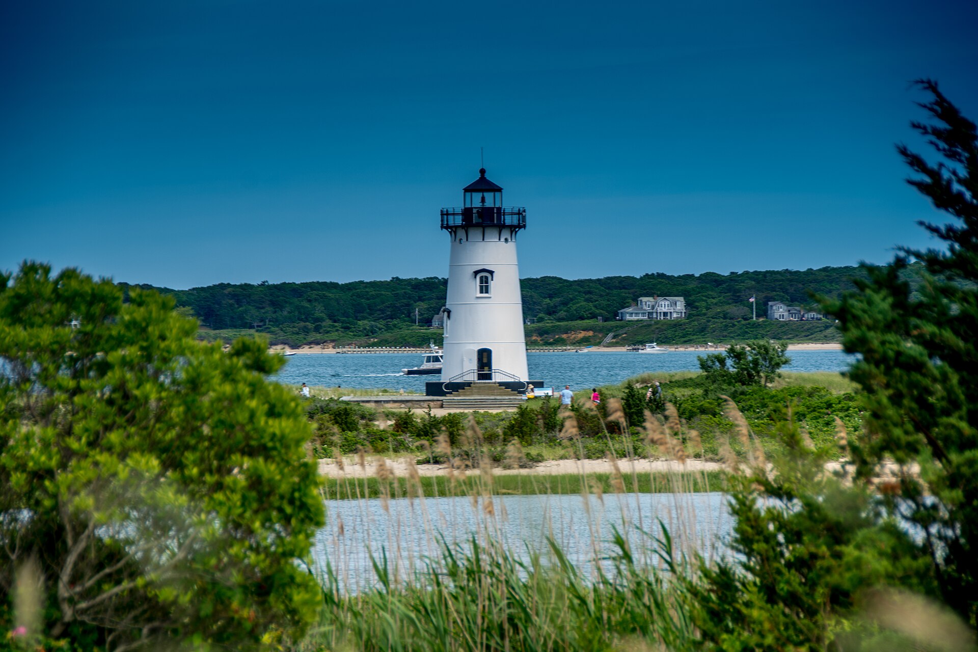 The Edgartown Light at the harbor entrance
